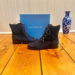 Jack Rogers women's boots size 7 in blue suede, pre-loved in good condition